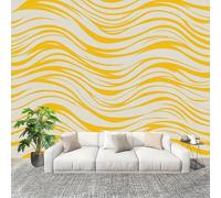 Muralo 300x210cm Onde Astratte Dell'Oceano Increspate Tessuto Non Tessuto Murale Alla Moda Murale Poster Grigio Chiaro Parati Decorazione Murale Soggiorno Camera Da Letto Dal Design Moderno