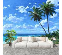 Muralo 300x210cm Paesaggio Costiero Tropicale Tessuto Non Tessuto Murale Alla Moda Murale Poster Blu Parati Decorazione Murale Soggiorno Camera Da Letto Dal Design Moderno