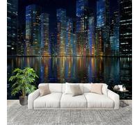 Muralo 300x210cm Scena Notturna Della Città Moderna Tessuto Non Tessuto Murale Alla Moda Murale Poster Colorato Parati Decorazione Murale Soggiorno Camera Da Letto Dal Design Moderno