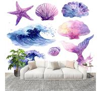 Muralo 300x210cm Tema Oceano Acquerello Tessuto Non Tessuto Murale Alla Moda Murale Poster Bianco Parati Decorazione Murale Soggiorno Camera Da Letto Dal Design Moderno