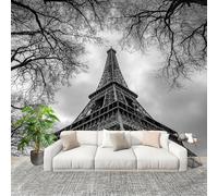 Muralo 300x210cm Torre Eiffel Nel Bosco Tessuto Non Tessuto Murale Alla Moda Murale Poster Grigio Parati Decorazione Murale Soggiorno Camera Da Letto Dal Design Moderno