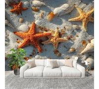 Muralo 350x256 cm Animali Della Spiaggia Dell'Oceano Tessuto Non Tessuto Murale Alla Moda Murale Poster Multicolore Parati Decorazione Murale Soggiorno Camera Da Letto Dal Design Moderno