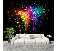 Muralo 350x256 cm Cuore Arcobaleno Nel Cielo Notturno Tessuto Non Tessuto Murale Alla Moda Murale Poster Colorato Parati Decorazione Murale Soggiorno Camera Da Letto Dal Design Moderno