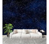 Muralo 350x256 cm Da Sogno Cielo Notturno Stelle Tessuto Non Tessuto Murale Alla Moda Murale Poster Blu Scuro Parati Decorazione Murale Soggiorno Camera Da Letto Dal Design Moderno