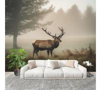 Muralo 400x280cm junglea Animali Cervi Tessuto Non Tessuto Murale Alla Moda Murale Poster Grigio Parati Decorazione Murale Soggiorno Camera Da Letto Dal Design Moderno