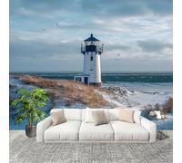 Muralo 400x280cm Oceano Modello Del Faro Tessuto Non Tessuto Murale Alla Moda Murale Poster Bianco Parati Decorazione Murale Soggiorno Camera Da Letto Dal Design Moderno