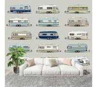 Muralo 400x280cm Retrò Modello Vintage Per Camper Tessuto Non Tessuto Murale Alla Moda Murale Poster Grigio Chiaro Parati Decorazione Murale Soggiorno Camera Da Letto Dal Design Moderno