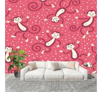 Muralo 400x280cm Simpatico Animale Scimmia Tessuto Non Tessuto Murale Alla Moda Murale Poster Rosa Parati Decorazione Murale Soggiorno Camera Da Letto Dal Design Moderno