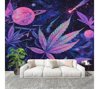 Muralo 400x280cm Venature Sognanti Delle Foglie Di Cannabis Tessuto Non Tessuto Murale Alla Moda Murale Poster Rosa Viola Parati Decorazione Murale Soggiorno Camera Da Letto Dal Design Moderno