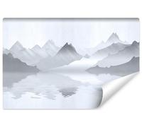 Muralo - Carta da parati 3D in tessuto non tessuto, effetto 3D, carta da parati per soggiorno, camera da letto, carta da parati fotografica, motivo montagne vicino al lago, larghezza 90 cm x altezza