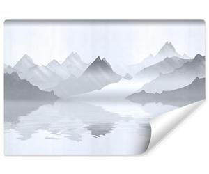 Muralo - Carta da parati 3D in tessuto non tessuto, effetto 3D, carta da parati per soggiorno, camera da letto, carta da parati fotografica, motivo montagne vicino al lago, larghezza 90 cm x altezza