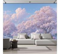 Muralo - Carta da parati 3D per cameretta dei bambini, in tessuto di seta, per ragazze e ragazzi, effetto 3D, decorazione da parete,Sognare Ciliegio Di Cavallo, 250x175cm rosa