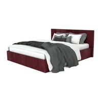 Muralo - Letto imbottito 140 x 200 cm con cassettone e testiera trapuntata - Letto matrimoniale - Senza materasso - Letto per ragazzi - Elegante letto - Rosso vinaccia