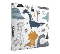 Muralo Pannello Imbottito da Parete per Bambini Dinosauri - 30x30 cm | Cuscino da parete morbido per la cameretta, effetto 3D, angoli arrotondati, montaggio con colla dietro il letto dei bambini
