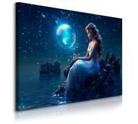 Muralo - Quadro da parete per soggiorno - Quadro su tela per camera da letto sopra il letto - Decorazione moderna donna nel mondo delle fiabe - Pronto da appendere - L 30 cm x altezza 20 cm