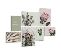 Muralo - Set di quadri da parete - Set di immagini su tela pronta da appendere - Immagini per soggiorno camera da letto - Decorazione moderna da parete - Fiori - 4 quadri 20 x 30 cm con 3 quadri 30 x