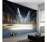 Murals Fotomurali Stadio Di Hockey Su Ghiaccio Riflettori, 300 x 210 cm Decorazione da Muro Poster Giganti 3D per Camere da Letto Soggiorni Camera dei Bambini Sfondo Carta da parati
