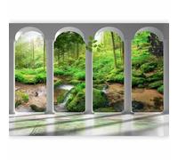 murando - Carta da Parati Adesiva Foresta Bosco 392x280 cm Fotomurali Adesivi Murali Rivestimento Parete Moderna per Pareti Adesiva Muro Decorativo Fotomurale Natura Albero verde Architettura Colonna