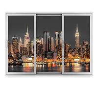 murando - Carta da Parati Moderna New York Città 210x150 - ILLUSIONE OTTICA 3D - Effetto Finestra - Poster da Parete Grande - Fotomurali in TNT per Soggiorno - Carte da Parati Moderne - Architettura
