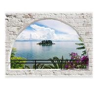 murando - Carta da Parati Moderna Paesaggio Mare 210x150 - ILLUSIONE OTTICA 3D Finestra Pietra - Poster da Parete Giganti - Fotomurali in TNT per Soggiorno - Carte da Parati Moderne - Spiaggia Duna