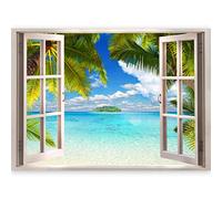 murando - Carta da Parati Poster con immagine a illusione ottica 3D, 70 x 50 cm, soggetto con mare, spiaggia e dune