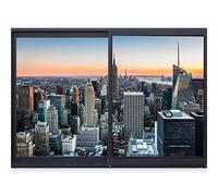 murando ILLUSIONE OTTICA 3D 210x150 cm Carta da parati sulla fliselina Carta da parati in TNT Quadri murali Fotomurale Finestra Citta City New York Panorama