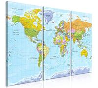 murando - Lavagna Di Sughero per Puntine - Mappa Mondo 120x80 cm 3 Pezzi - Bacheca Sughero da Parete & Quadri Componibili in un Uno - Grande Decorativo per Parete per le Note - Terra k-A-0460-p-e