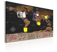 murando - Pannello di Fibra con Puntine - Bacheca - Mappa del Mondo 90x60