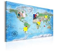 murando - Pannello di Fibra con Puntine - Mappa del Mondo 90x60 cm 1 Pezzo - Bacheca & Quadro su tela in un uno - Decorativo per Parete - Lavagna per le Note Ufficio - Viaggio Geografica k-A-0127-v-a