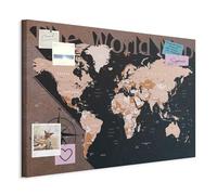 murando - Pannello di Fibra con Puntine - Mappa Mondo 120x80 cm 1 Pezzo - Bacheca & Quadro su tela in un uno - Decorativo per Parete - Lavagna Grande per le Note Ufficio - Geografica k-A-0139-v-d