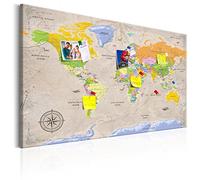 murando - Pannello di Fibra con Puntine - Mappa Mondo 120x80 cm 1 Pezzo - Bacheca & Quadro su tela in un uno - Decorativo per Parete - Lavagna Grande per le Note Ufficio - Geografica k-A-0129-v-a