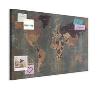 murando - Pannello di Fibra con Puntine - Mappa Mondo 120x80 cm 1 Pezzo - Bacheca & Quadro su tela in un uno - Decorativo per Parete - Lavagna Grande per le Note Ufficio - Terra k-A-0057-v-b