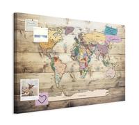 murando - Pannello di Fibra con Puntine - Mappamondo 120x80 cm 1 Pezzo - Bacheca & Quadro su tela in un uno - Decorativo per Parete - Lavagna Grande per le Note Ufficio - Planisfero k-C-0077-v-a