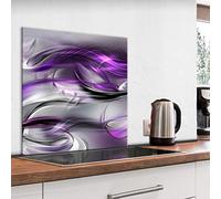 murando - Pannello Paraschizzi Cucina in Vetro Temperato Onda Viola 80x80 | Spessore 4 mm, Protettivo Paraspruzzi in Vetro, Protezione Schienale Cucina, Facile da Pulire, Decorativo, Produzione Europea