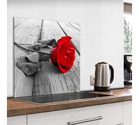 murando - Pannello Paraschizzi Cucina in Vetro Temperato Rosa su Legno 80x80 cm - Protettivo Paraspruzzi Parete Cucina e Decorativo - Protezione Schienale - Facile da Pulire - b-B-0440-aq-a