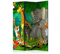 murando - Paravento Decorativo Bifacciale Animale per Bambini 135x172 cm 3 Pannelli Divisori - Stampa su due Lati su Tela in TNT - Separe Divisorio per la Casa - Non Trasparente - Giungla e-B-0007-z-b