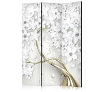 murando - Paravento Decorativo Bifacciale Fiori Bianchi 135x172 cm 3 Pannelli Divisori - Stampa su due Lati su Tela in TNT - Separe Divisorio per la Casa - Non Trasparente - Natura b-C-0969-z-c