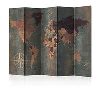 murando - Paravento Decorativo Bifacciale Mappamondo Continenti 225x172 XXL 5 Pannelli Divisori - Stampa su due Lati su Tela in TNT - Separe Divisorio per Casa - Non Trasparente - Terra k-A-0057-z-c