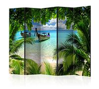 murando - Paravento Decorativo Bifacciale Mare 225x172 XXL 5 Pannelli Divisori - Stampa su due Lati su Tela in TNT - Separe Divisorio per la Casa - Non Trasparente - Barche c-C-0088-z-c