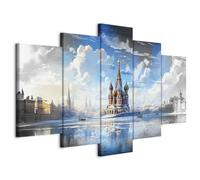 murando - Quadri Moderni Camera da Letto, Mosca Basilica Russia, 200x100 cm | Chiodi Inclusi, 5 Pezzi, Quadro Moderno, Canvas con Struttura, Componibili, Resistenti Allo Sbiadimento, Produzione Europea
