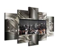 murando Quadro 100x50 cm 5 Pezzi - Stampa su Tela Canvas con Struttura - Quadri Componibili Moderni Soggiorno Grandi - Murale Arte Decorazioni da Parete Decori - citta New York c-A-0069-b-n