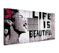 murando - Quadro Acustico Banksy Life is beautiful 5 pezzi schiuma acustica Quadri Moderni Camera da Letto - Stampa su Tela - Pannelli Fonoassorbenti Decorativi - Fonoassorbente Acustiche