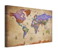 murando - Quadro Acustico Mappamondo Vintage 1 pezzo schiuma acustica Quadri Moderni Camera da Letto - Stampa su Tela - Pannelli Fonoassorbenti Decorativi - Fonoassorbente Acustiche
