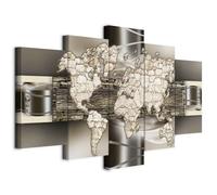 murando - Quadro Acustico Pietra Continenti 200x100 cm 5 Pezzi - Stampa su Tela Schiuma Acustica - Quadri Fonoassorbenti Decorativi Moderni Protezione dai Rumori Camera da Letto k-A-0023-b-n