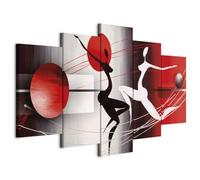murando - Quadro Astratto Gente 100x50 cm 5 pezzi Stampa su tela XL Immagini moderni Murale Fotografia Grafica Decorazione da parete Quadri Componibili figure nero rosso bianco 42359