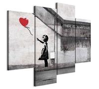murando Quadro Banksy 126x98 cm 4 pezzi Stampa su tela XXL Immagini moderni Murale Fotografia Grafica Decorazione da parete Graffiti Street Art n-C-0295-b-i