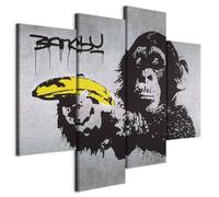 murando Quadro Banksy 126x98 cm 4 pezzi Stampa su tela XXL Immagini moderni Murale Fotografia Grafica Decorazione da parete Graffiti Street Art g-A-0361-b-i