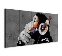 murando - Quadro Banksy DJ Scimmia 200x80 cm 5 Pezzi Stampa su Tela - Quadri Moderni Grandi Soggiorno e Cameretta - Pannelli Decorativi per Pareti Decorazioni da Parete - Animale Musica g-A-0289-b-m