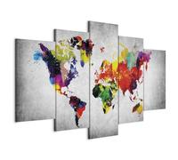 murando - Quadro Colorato 100x50 cm 5 Pezzi - Stampa su Tela Canvas con Struttura - Quadri Componibili Moderni Soggiorno Grandi - Murale Arte Decorazioni da Parete Decori - Continenti k-C-0118-b-m