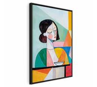 murando - Quadro con Cornice Moderno in Rilievo Acrilico, Donna, 80x120 cm | Cornice Nera in Legno, Effetto Dipinto, Chiodi Inclusi, su Tela Strutturata, Resistenti Allo Sbiadimento, Produzione EU